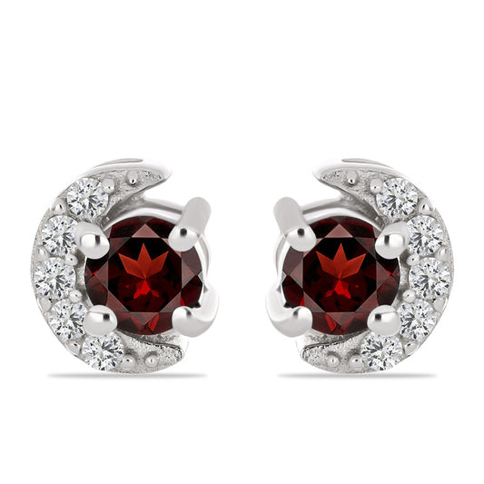 Ezüst Fülbevaló Barton Gránáttal és Fehér Topázzal