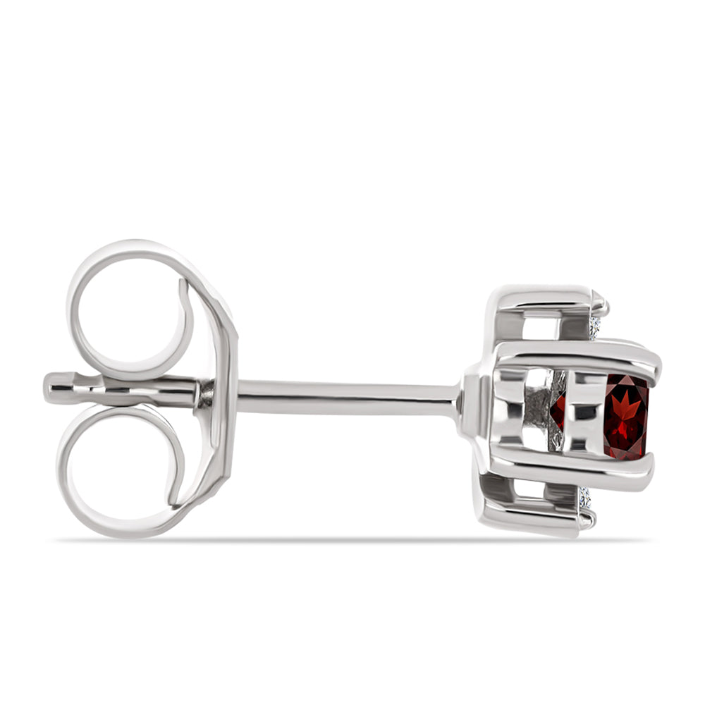 Ezüst Fülbevaló Barton Gránáttal és Fehér Topázzal