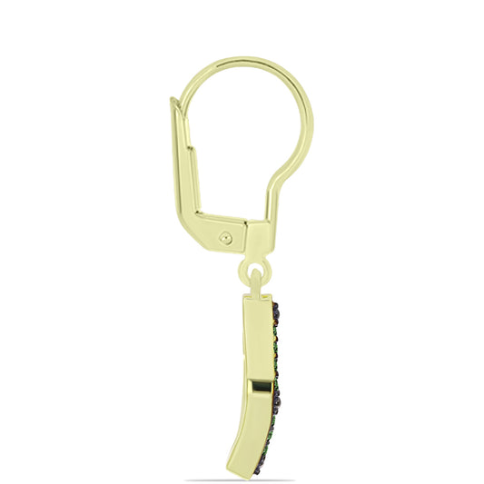 Arannyal Bevont Ezüst Fülbevaló Zöld Gyémánttal