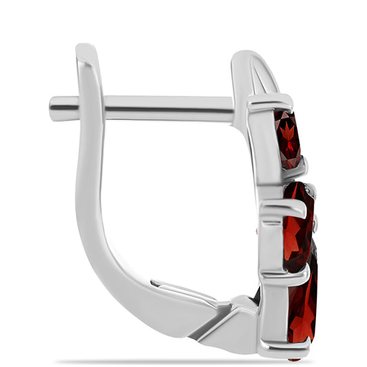 Ezüst Fülbevaló Barton Gránáttal és Fehér Topázzal