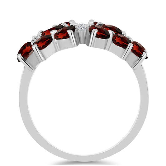 Ezüst Gyűrű Barton Gránáttal és Fehér Topázzal
