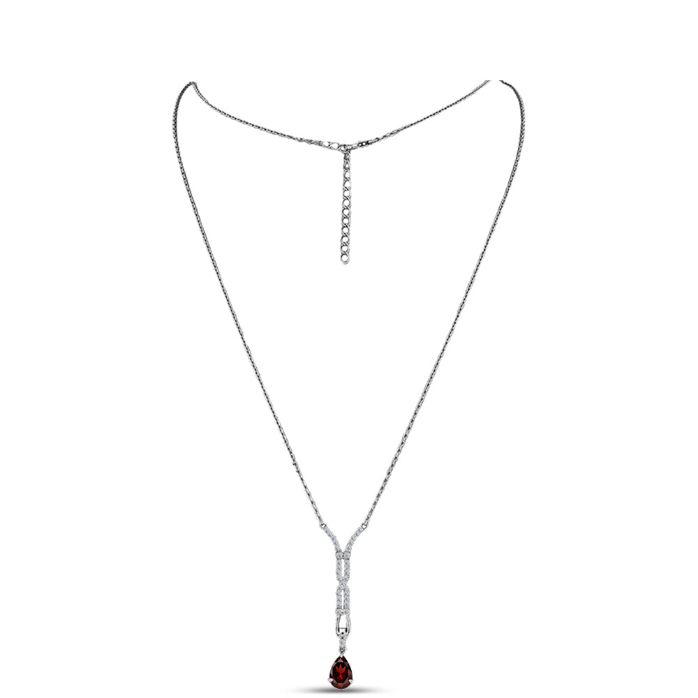 Ezüst Nyaklánc Barton Gránáttal és Fehér Topázzal