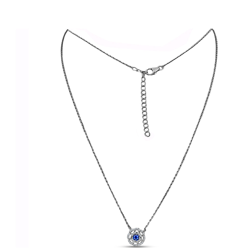 Ezüst Nyaklánc Ausztrál Kék Zafírral és Fehér Topázzal 1 