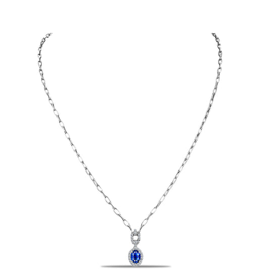 Ezüst Nyaklánc Ausztrál Kék Zafírral és Fehér Topázzal