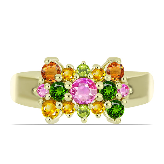 Arannyal Bevont Ezüst Gyűrű Csakra Tourmalinnal