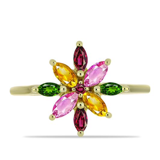 Arannyal Bevont Ezüst Gyűrű Csakra Tourmalinnal