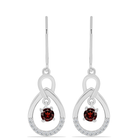 Ezüst Fülbevaló Barton Gránáttal és Fehér Topázzal