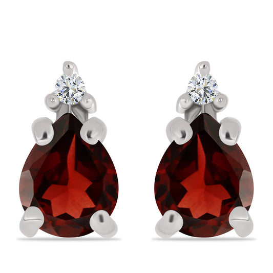Ezüst Fülbevaló Barton Gránáttal és Fehér Topázzal