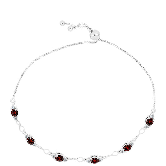 Ezüst Karkötő Barton Gránáttal és Fehér Topázzal