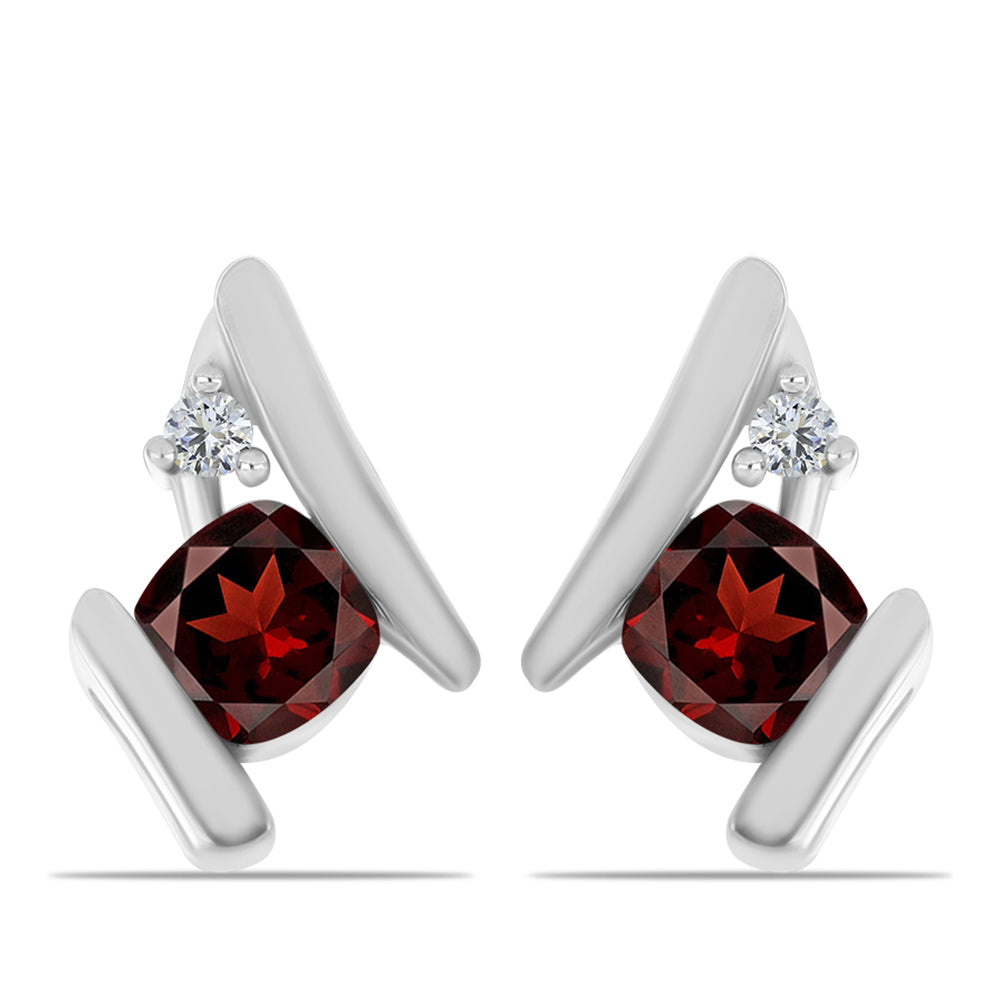 Ezüst Fülbevaló Barton Gránáttal és Fehér Topázzal