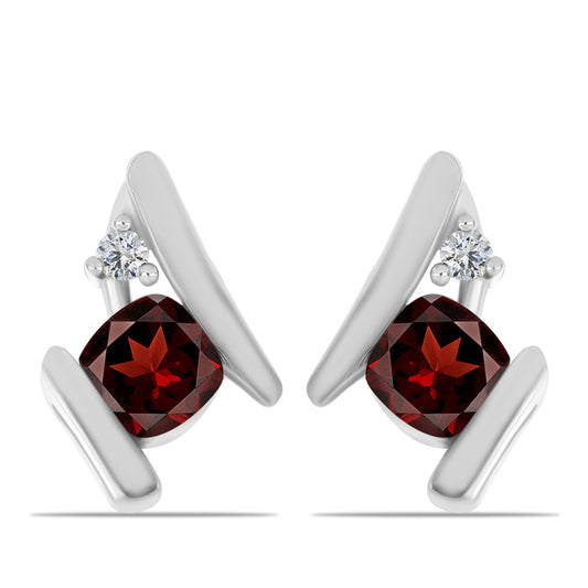 Ezüst Fülbevaló Barton Gránáttal és Fehér Topázzal