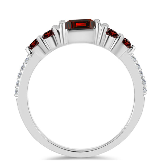 Ezüst Gyűrű Barton Gránáttal és Fehér Topázzal