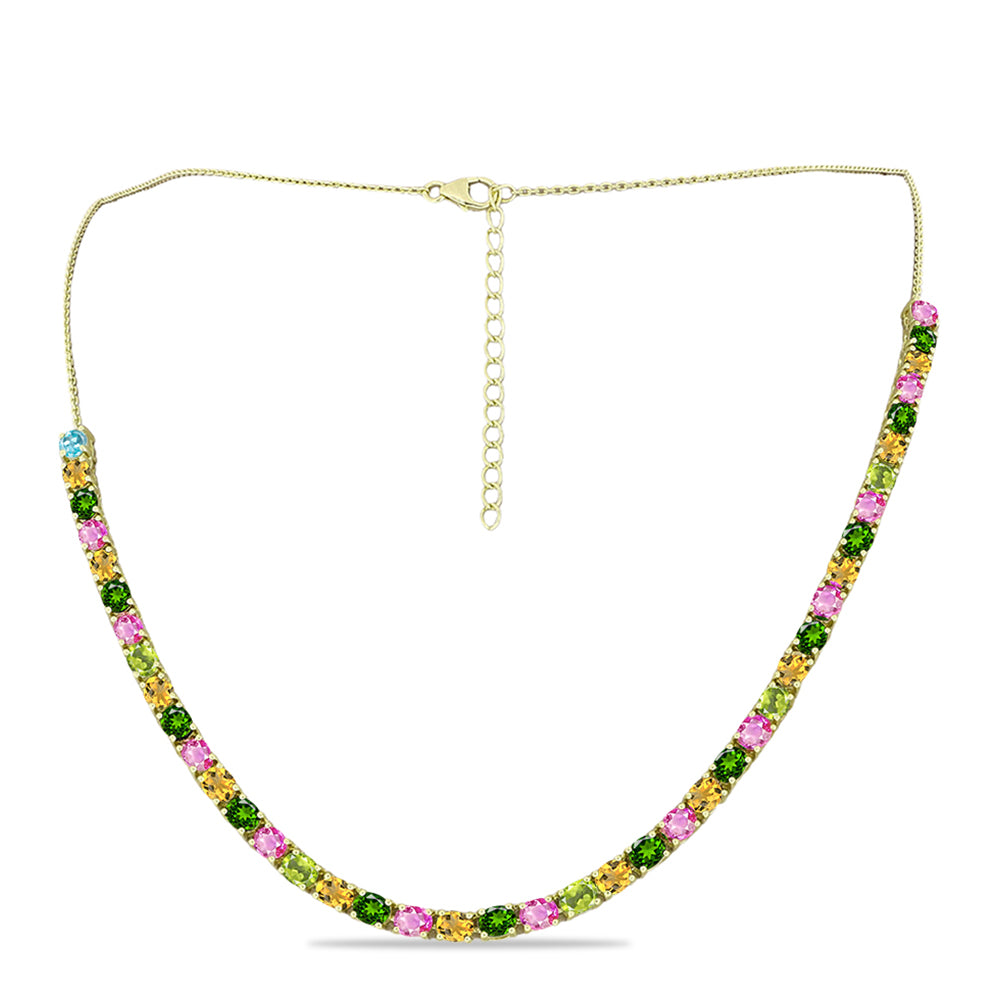 Arannyal Bevont Ezüst Nyaklánc Csakra Tourmalinnal 1 