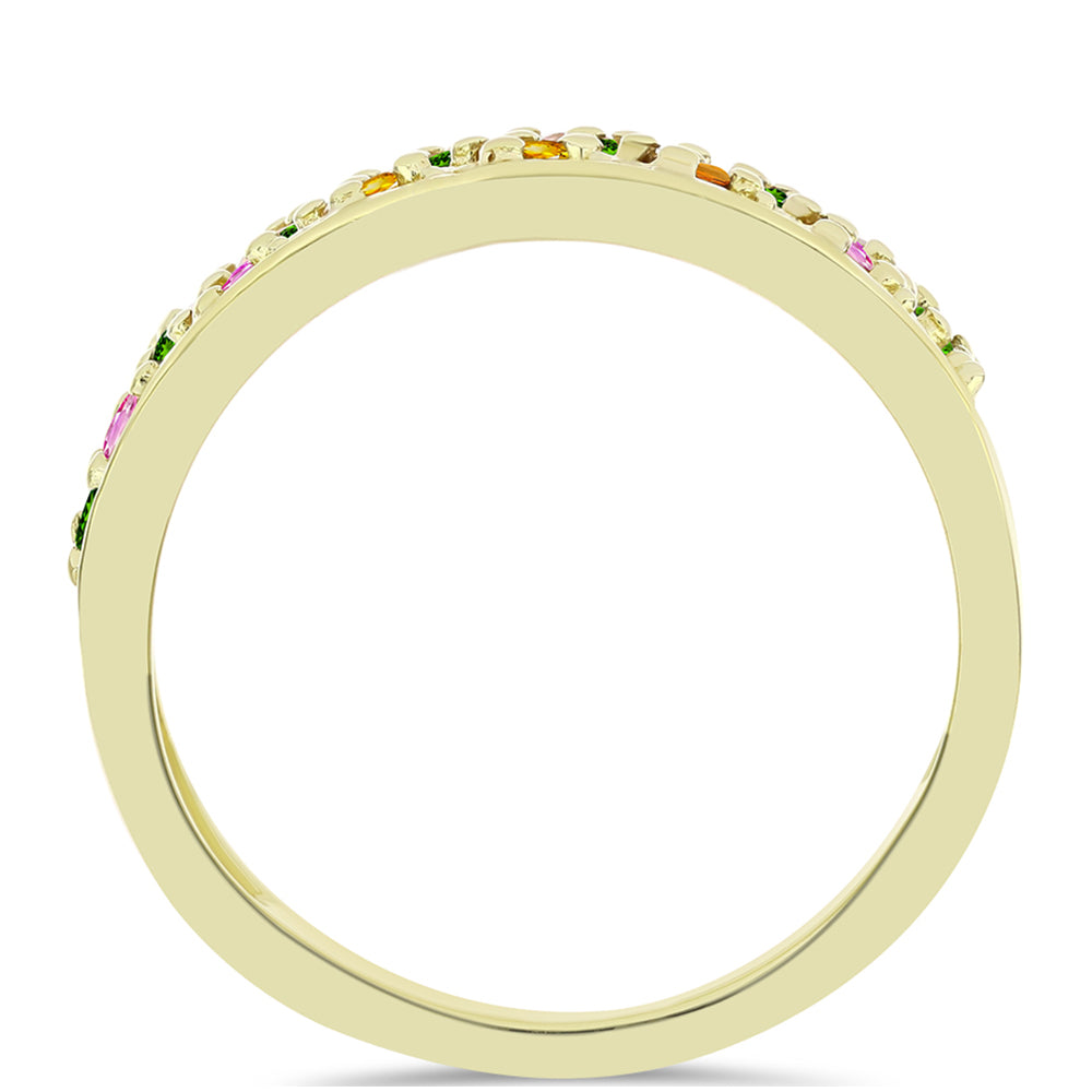 Arannyal Bevont Ezüst Gyűrű Csakra Tourmalinnal