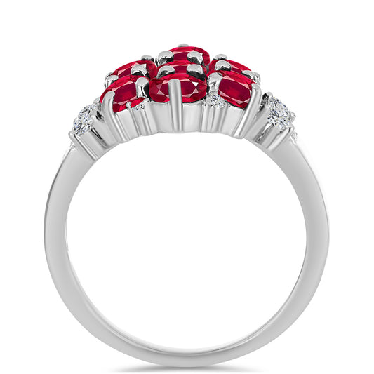 Ezüst Gyűrű Madagaszkári Rubinnal és Fehér Topázzal