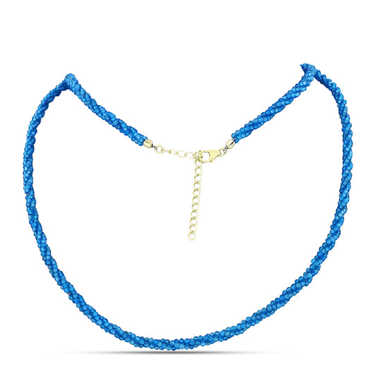 Arannyal Bevont Ezüst Nyaklánc Paraiba Kvarccal