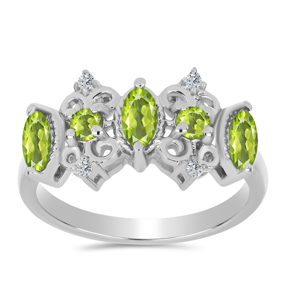 Ezüst Gyűrű Changbai Peridottal és Fehér Topázzal 3 