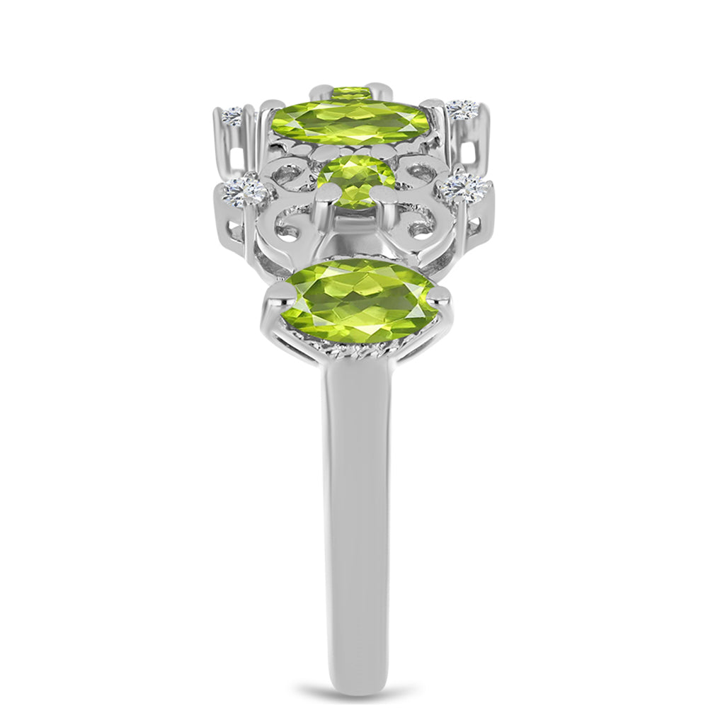 Ezüst Gyűrű Changbai Peridottal és Fehér Topázzal 8 