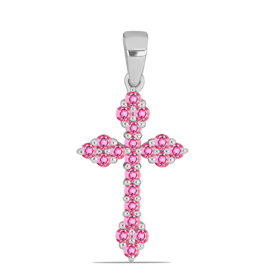 Kereszt Ezüst Medál Pelmadullai Rózsaszínű Turmalinnal