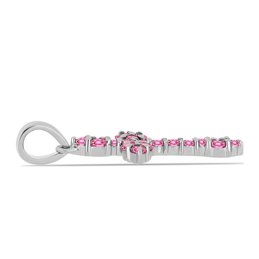 Kereszt Ezüst Medál Pelmadullai Rózsaszínű Turmalinnal