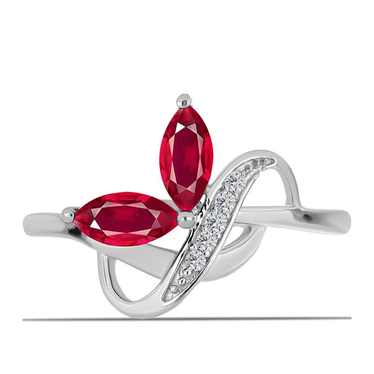 Ezüst Gyűrű Madagaszkári Rubinnal és Fehér Topázzal