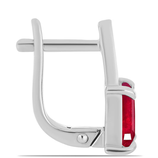 Ezüst Fülbevaló Madagaszkári Rubinnal és Fehér Topázzal