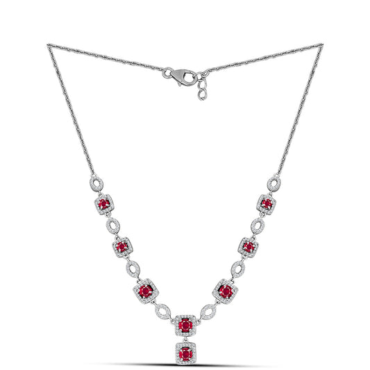 Ezüst Nyaklánc Madagaszkári Rubinnal és Fehér Topázzal