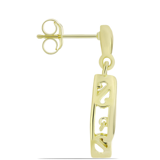 Arannyal Bevont Ezüst Fülbevaló Kék Táncoló Gyémánttal