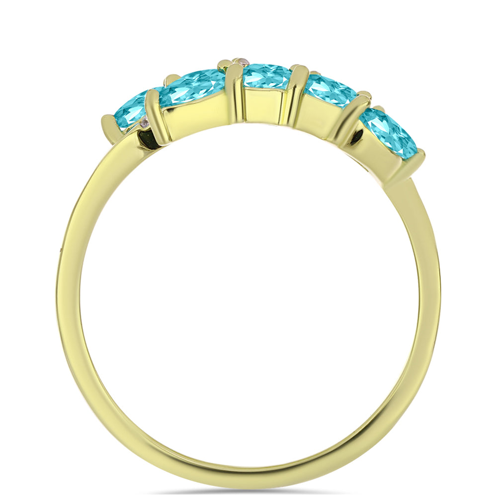 Arannyal Bevont Ezüst Gyűrű Paraiba Kvarccal és Fehér Topázzal 2 