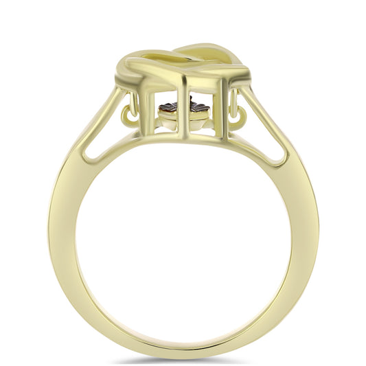 Arannyal Bevont Ezüst Gyűrű Kék Táncoló Gyémánttal