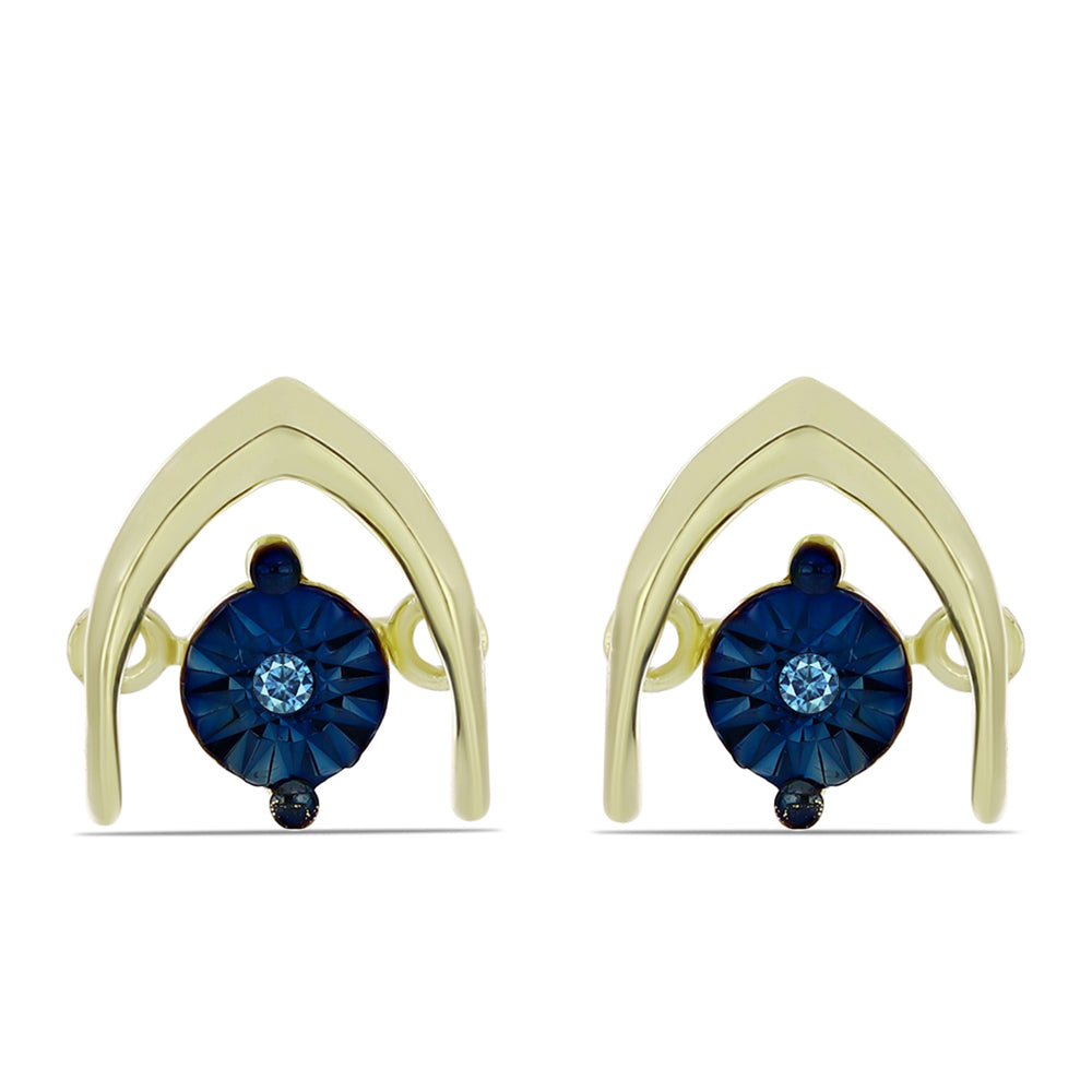 Arannyal Bevont Ezüst Fülbevaló Kék Táncoló Gyémánttal 1 