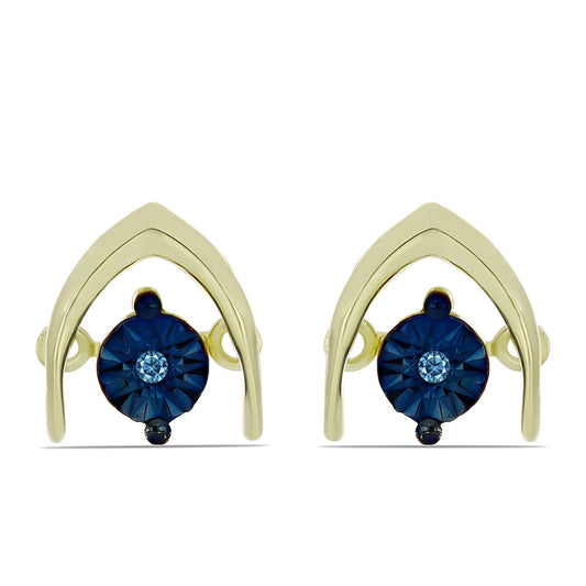 Arannyal Bevont Ezüst Fülbevaló Kék Táncoló Gyémánttal