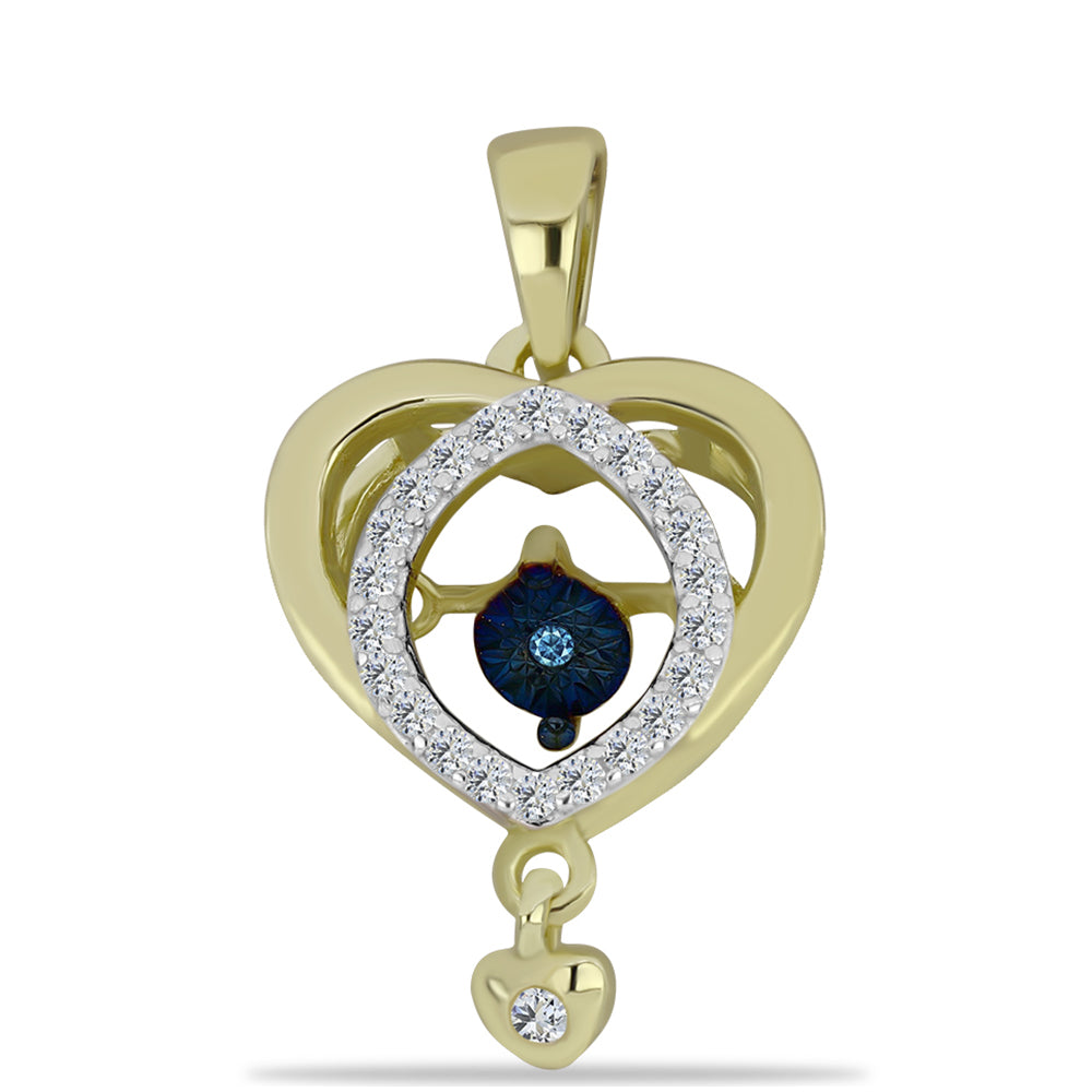 Arannyal Bevont Ezüst Medál Kék Táncoló Gyémánttal és Fehér Topázzal 1 