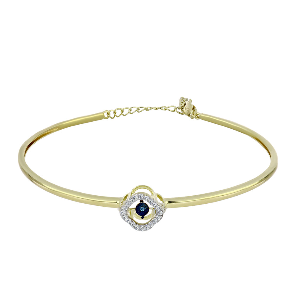 Arannyal Bevont Ezüst Karperec Kék Táncoló Gyémánttal és Fehér Topázzal 1 