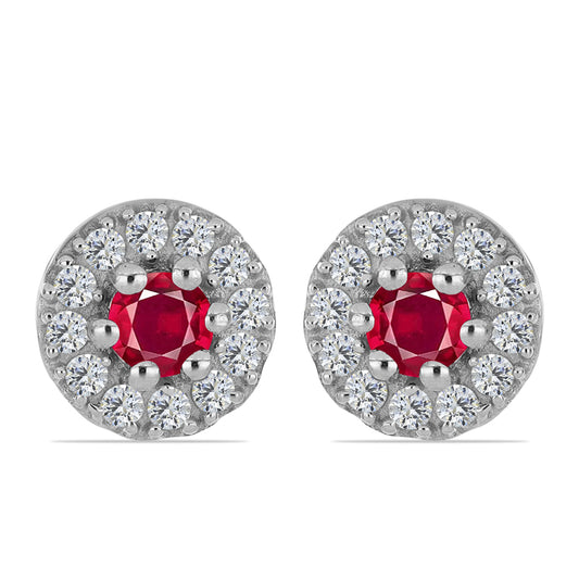 Ezüst Szett Madagaszkári Rubinnal és Fehér Topázzal ( Fülbevaló+Gyűrű )