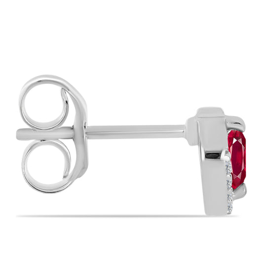 Ezüst Fülbevaló Madagaszkári Rubinnal és Fehér Topázzal