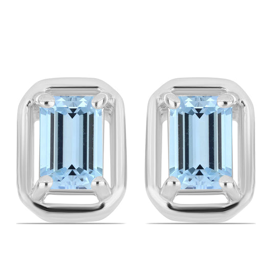 Ezüst Fülbevaló Embu Megyei Aquamarinnal