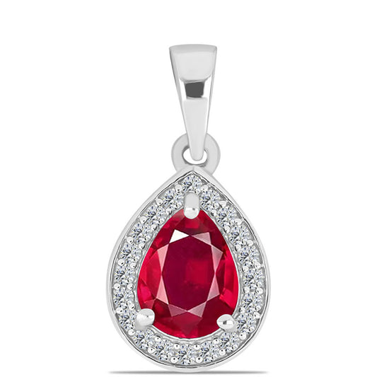 Ezüst Medál Madagaszkári Rubinnal és Fehér Topázzal
