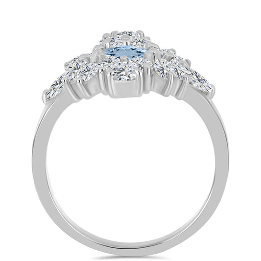 Ezüst Gyűrű Embu Megyei Aquamarinnal és Fehér Topázzal