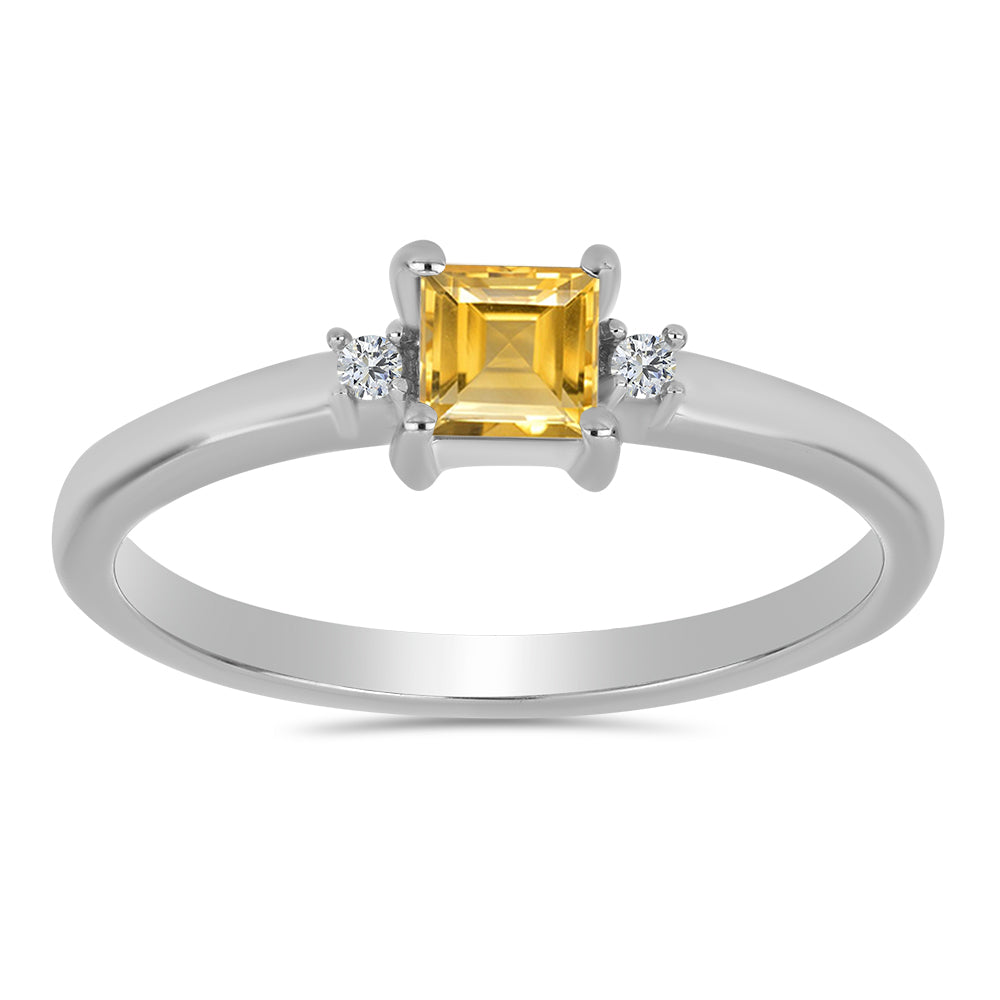 Ezüst Szett Ural Citrinnel és Fehér Topázzal ( Fülbevaló+Gyűrű+Medál ) 8 