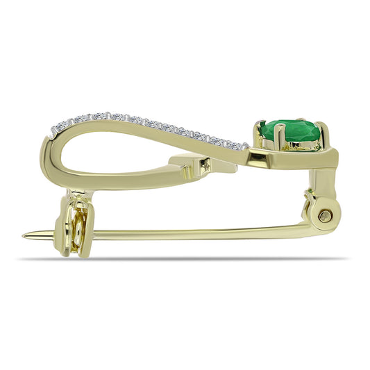 Arannyal Bevont Ezüst Bross Zambiai Smaragddal és Fehér Topázzal