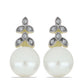 Arannyal Bevont Ezüst Fülbevaló Fehér Édesvízi Kagylógyönggyel és Fehér Topázzal