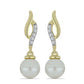 Arannyal Bevont Ezüst Fülbevaló Fehér Édesvízi Kagylógyönggyel és Fehér Topázzal