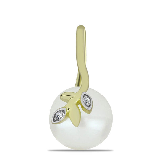 Arannyal Bevont Ezüst Medál Fehér Édesvízi Kagylógyönggyel és Fehér Topázzal