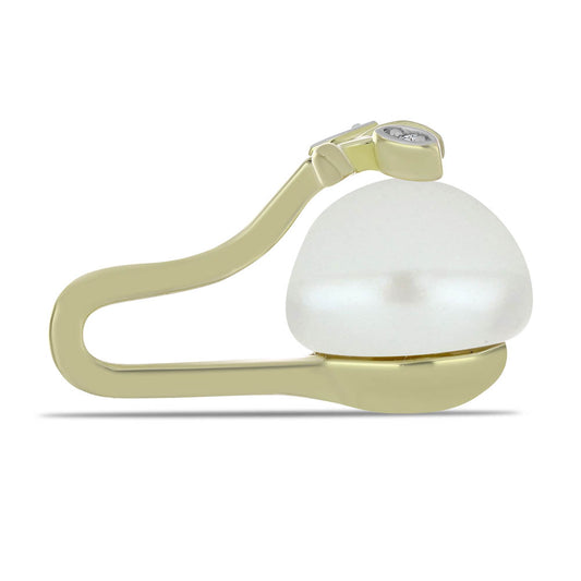 Arannyal Bevont Ezüst Medál Fehér Édesvízi Kagylógyönggyel és Fehér Topázzal