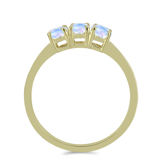 Arannyal Bevont Ezüst Gyűrű Szivárvány Holdkővel