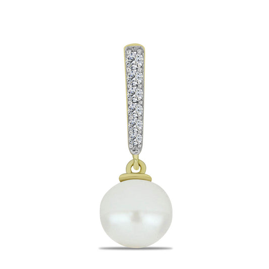 Arannyal Bevont Ezüst Medál Fehér Édesvízi Kagylógyönggyel és Fehér Topázzal