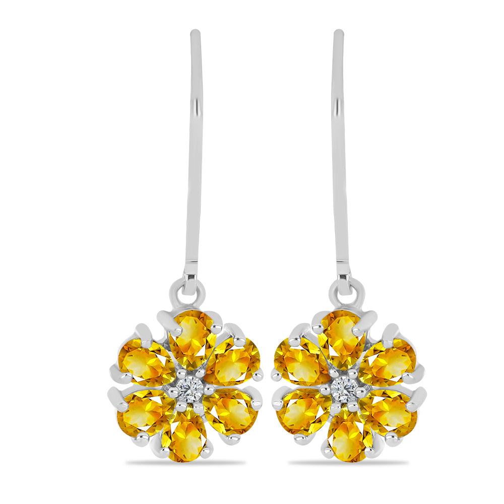 Ezüst Fülbevaló Ural Citrinnel és Fehér Topázzal
