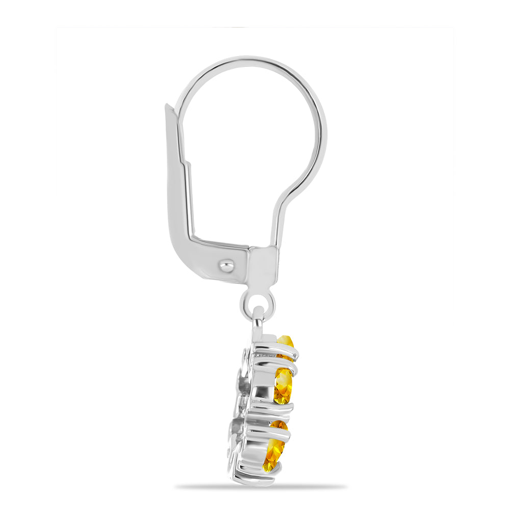 Ezüst Fülbevaló Ural Citrinnel és Fehér Topázzal 2 