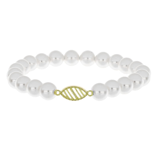 Arannyal Bevont Ezüst Karkötő Fehér Édesvízi Kagylógyönggyel
